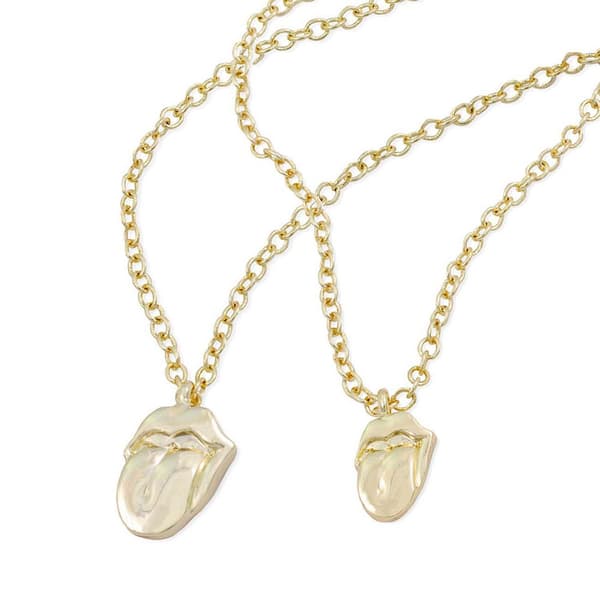 The Rolling Stones Necklace & Bracelet Set: Gold Tongue