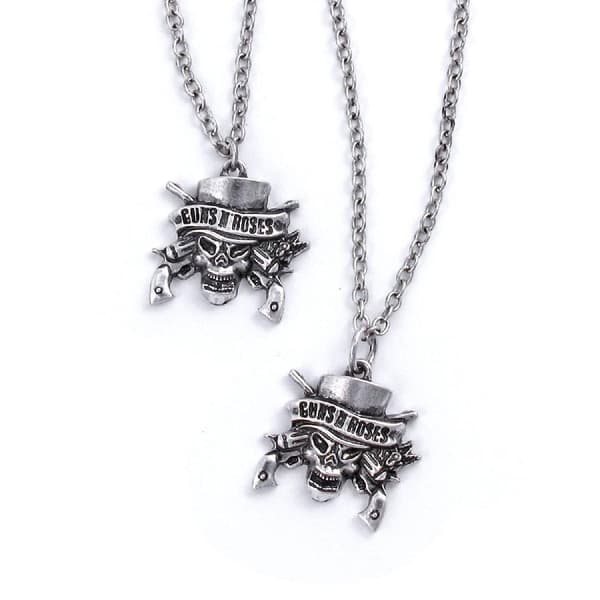 Guns N' Roses Necklace & Bracelet Set: Skull