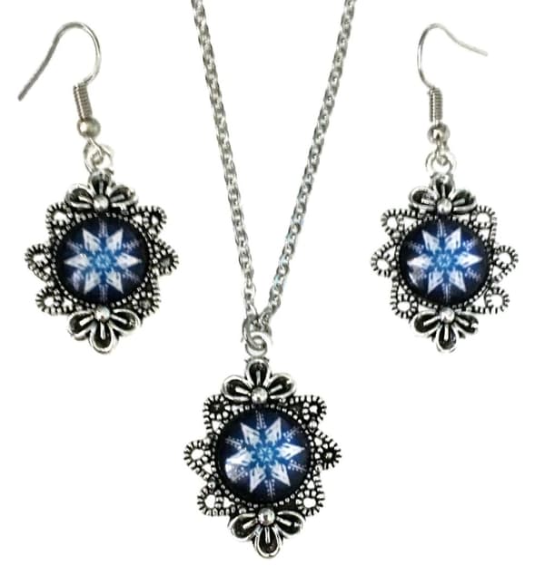 Necklace/Earrings - Glitter - Druzy - Victorian - Green
