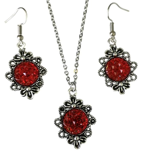 Necklace/Earrings - Glitter - Druzy - Victorian - Green