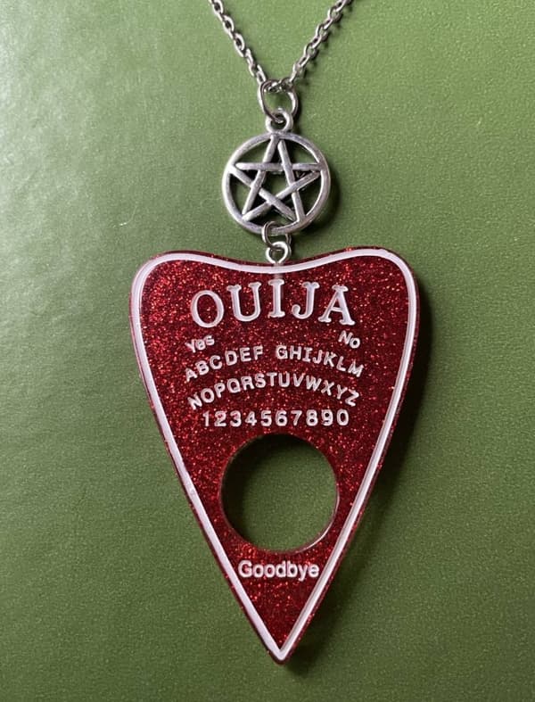 Necklace - Ouija - Pentagram - Acrylic - Red