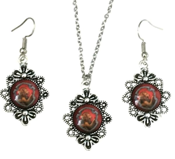 Necklace/Earrings - Glitter - Druzy - Victorian - Green
