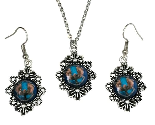 Necklace/Earrings - Glitter - Druzy - Victorian - Green