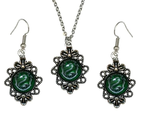 Halsband Örhängen 3-delat Slytherin Hogwarts Harry Potter