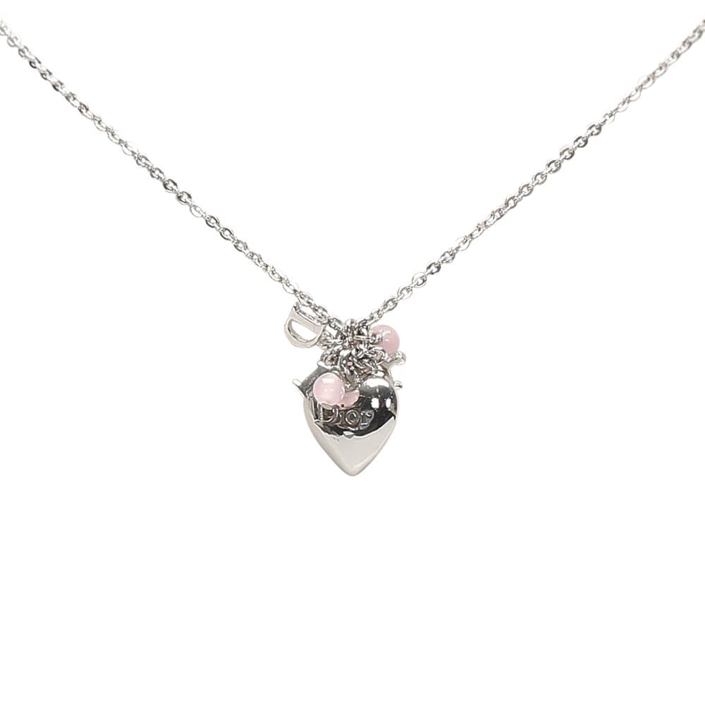 Dior Heart Pendant Necklace Silver