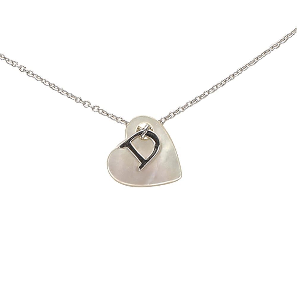 Dior Heart Shell Pendant Necklace Silver