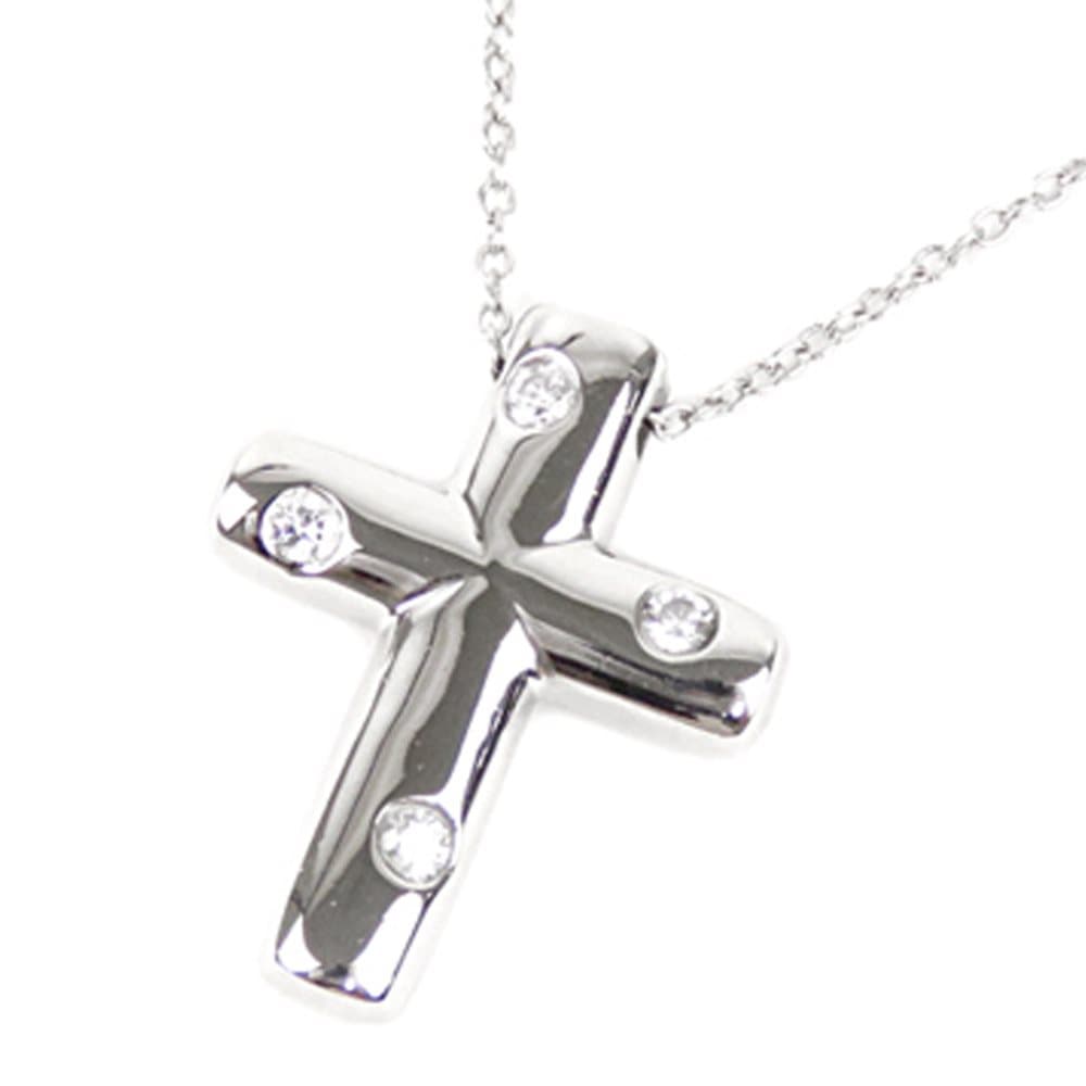 Tiffany Diamond Cross Pendant Necklace Silver