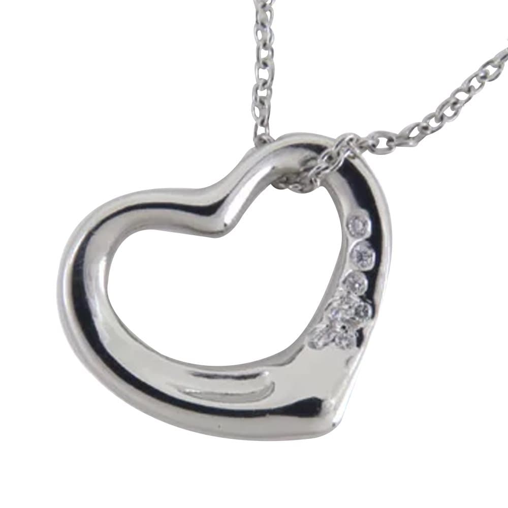 Tiffany Elsa Peretti Open Heart Pendant Necklace Silver