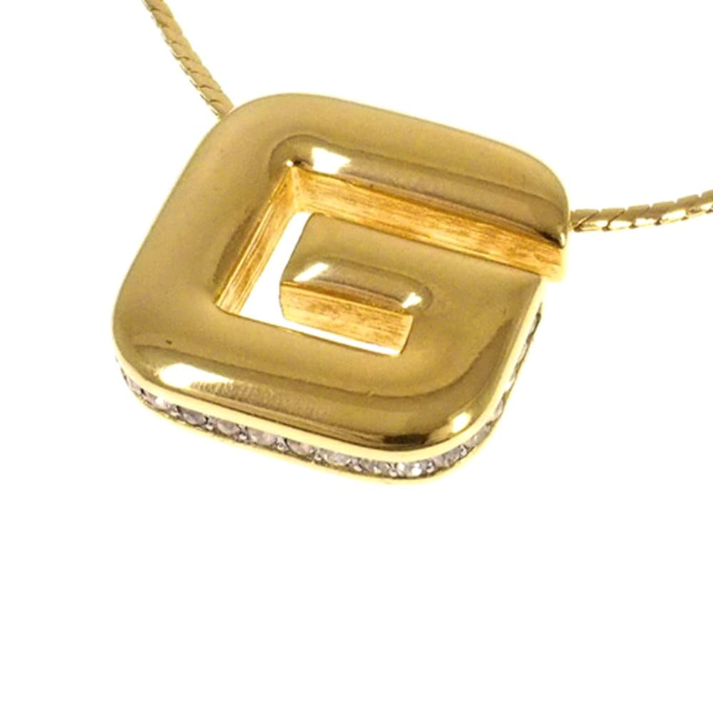 Givenchy G Logo Rhinestone Pendant Necklace Gold
