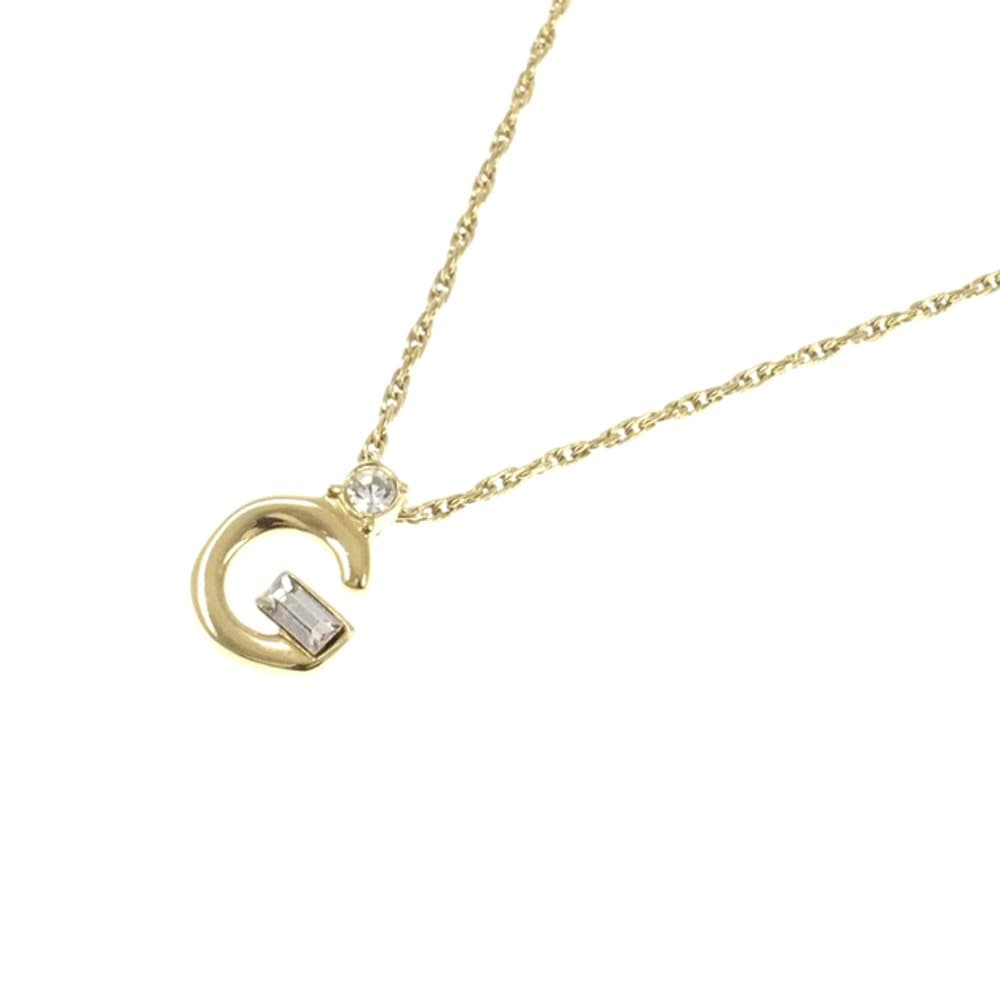 Givenchy G Logo Rhinestone Pendant Necklace Gold