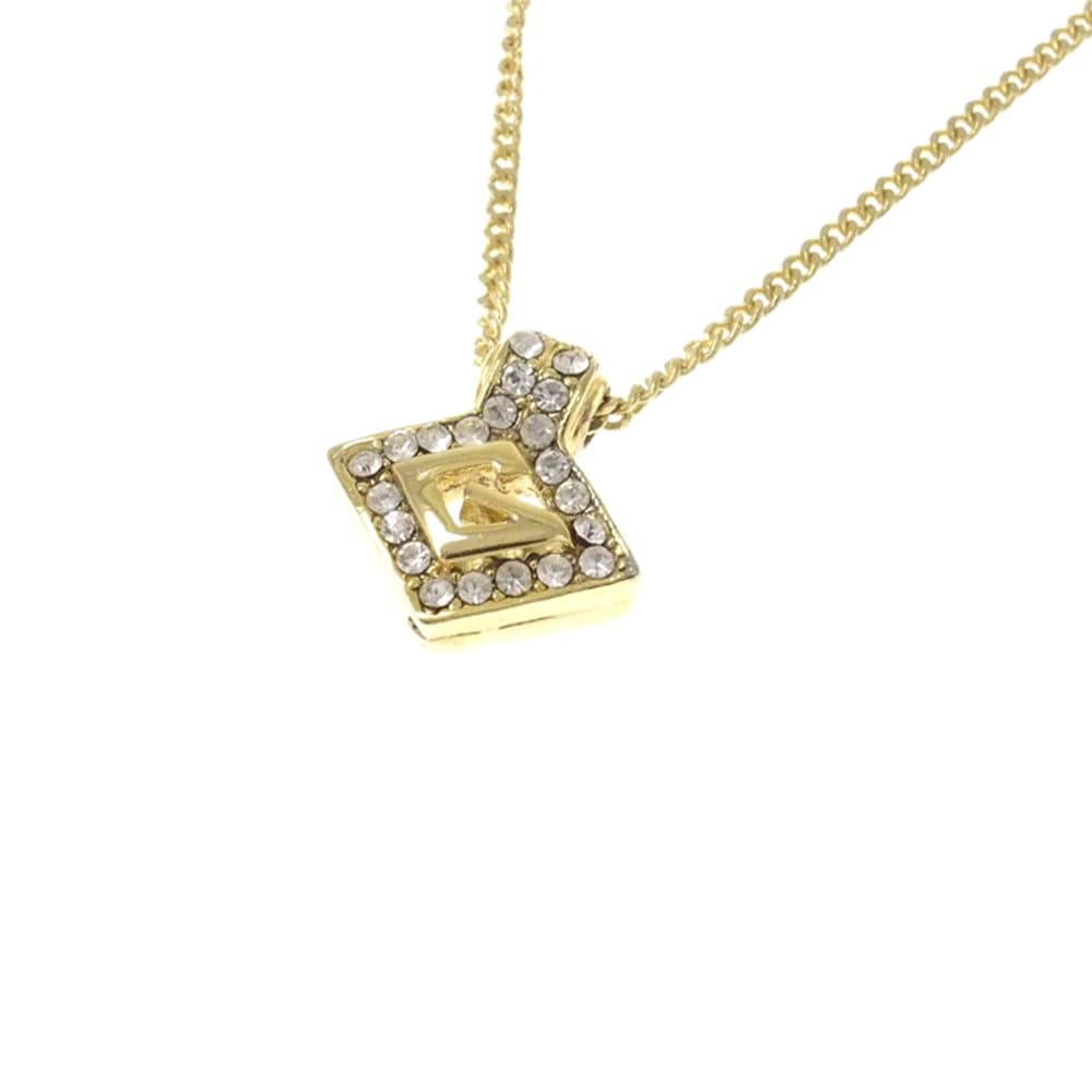 Givenchy G Logo Rhinestone Pendant Necklace Gold