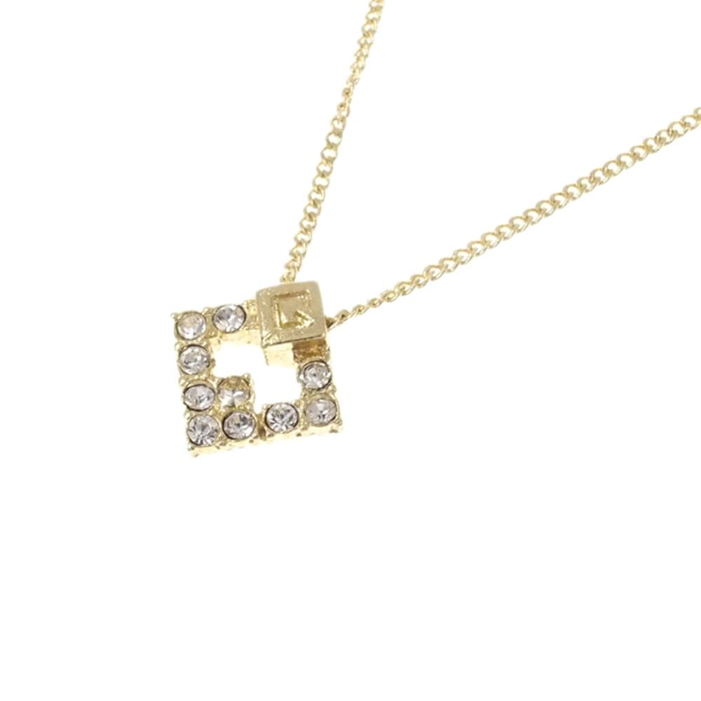 Givenchy G Logo Rhinestone Necklace Gold