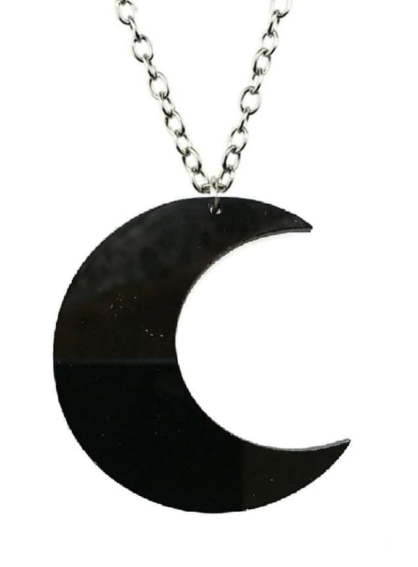 Necklace - Crescent Moon - Oversize - Acrylic - Black