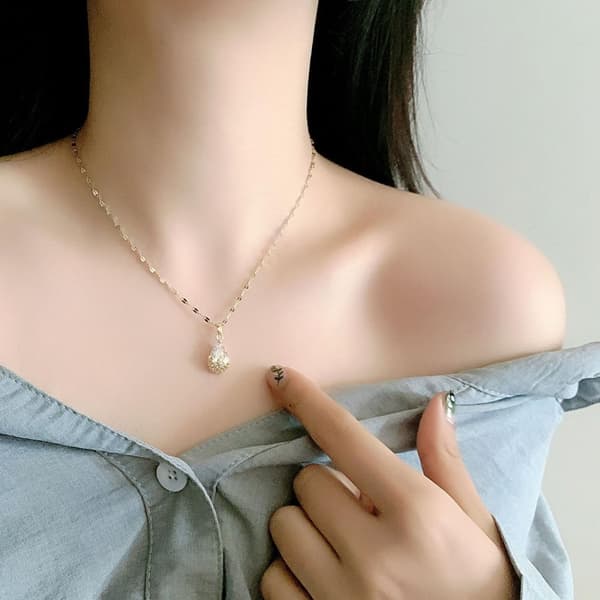 Guldpläterat halsband kedja med diamanter droppe gåva