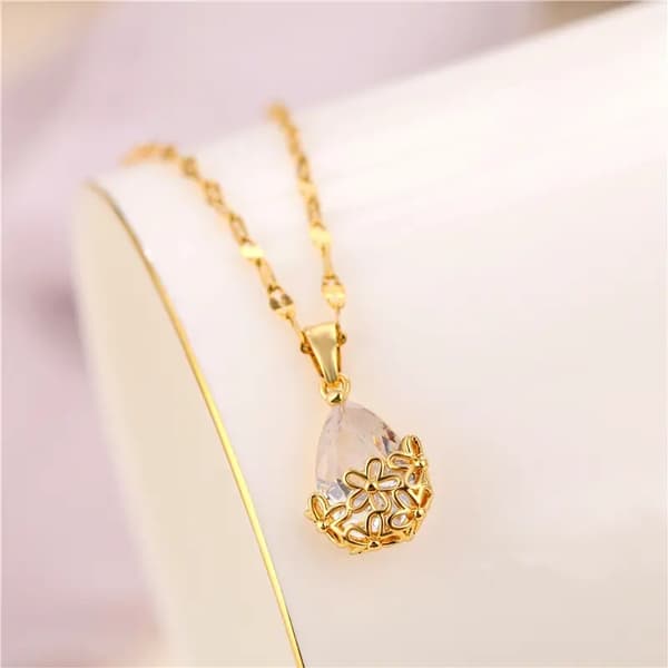 Gold plated necklace necklace with diamonds drop gift