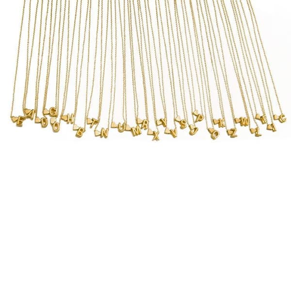 Guldpläterat halsband kedja med hjärta och bokstav