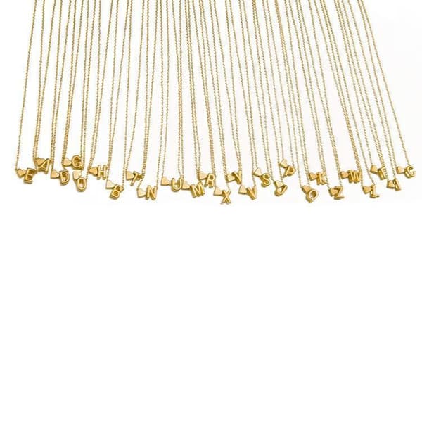 Guldpläterat halsband kedja med hjärta och bokstav