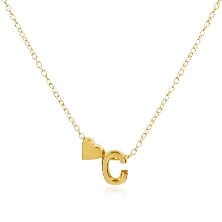 Guldpläterat halsband kedja med hjärta och bokstav