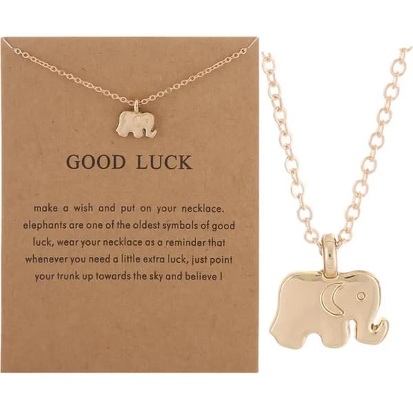 Lycka till - halsband med budskap och elefant present