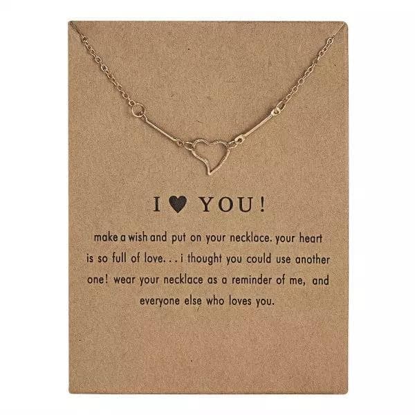 I LOVE YOU - halskæde med hjerte 18K forgyldt gave