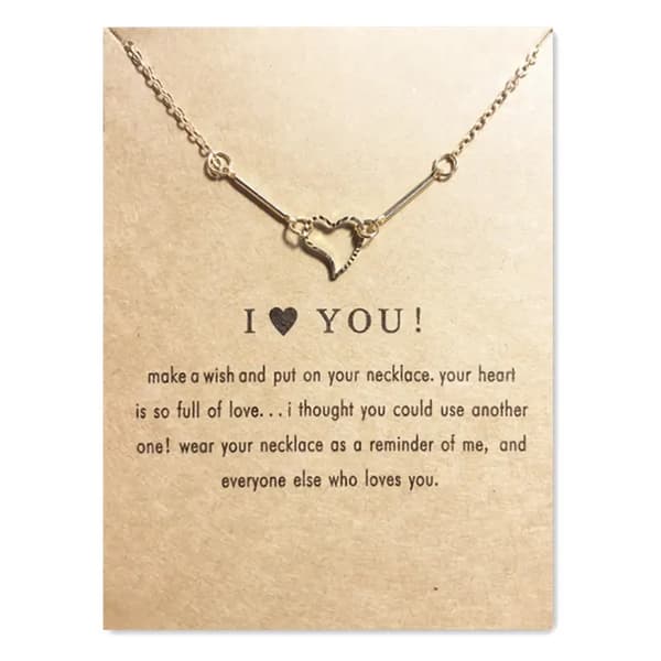 I LOVE YOU - halskæde med hjerte 18K forgyldt gave