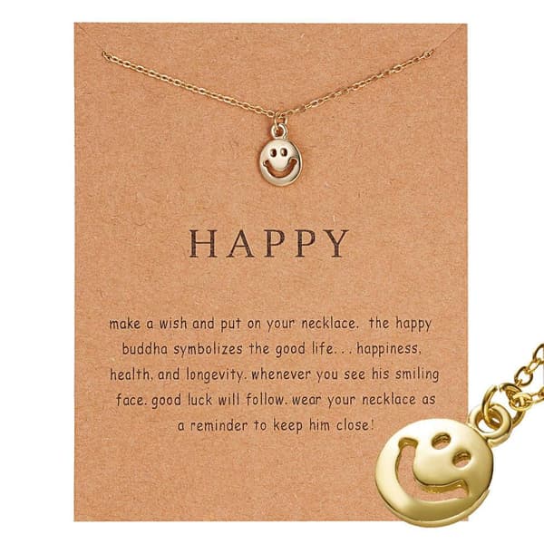 Happy - halskjede med glad Buddha 18K gullbelagt gavejulegave