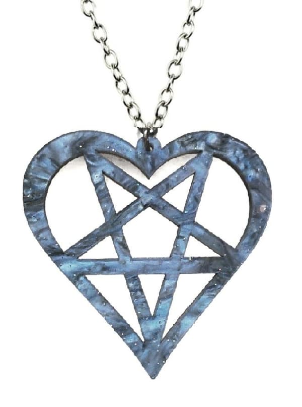 Necklace - Heartagram - Pentagram - HIM - Marble