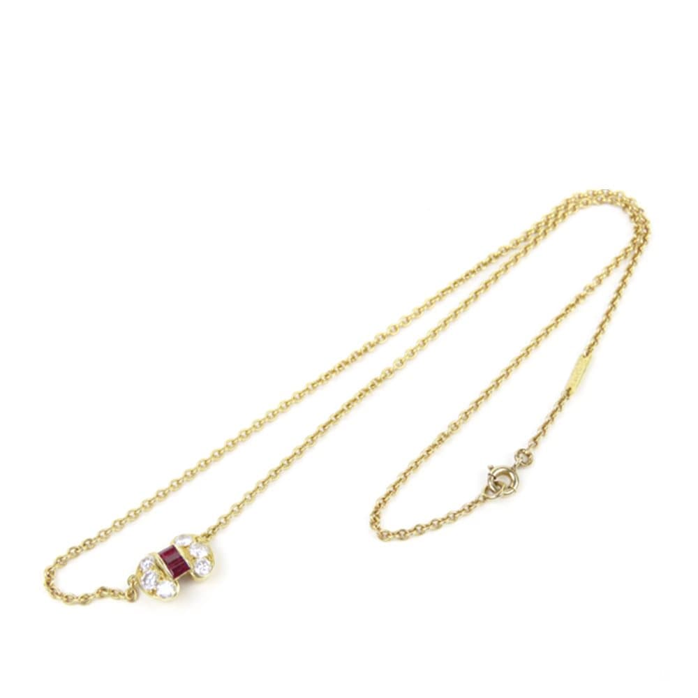 Van Cleef and Arpels 18K Ruby Diamond Celestine Pendant Necklace Gold