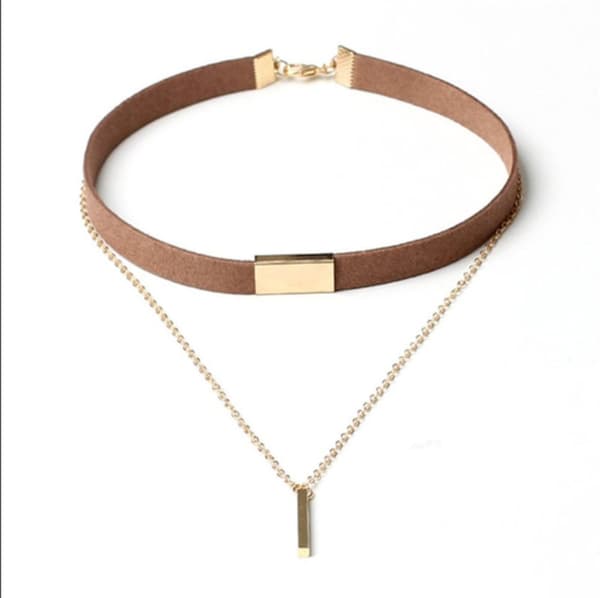 Choker halskæde med kæde og vedhæng