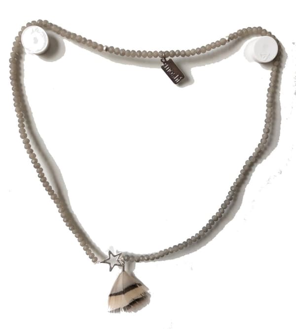 elastisk grå kristall rondeller halsband