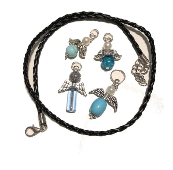 4 blå ängel hänge gratis halsband