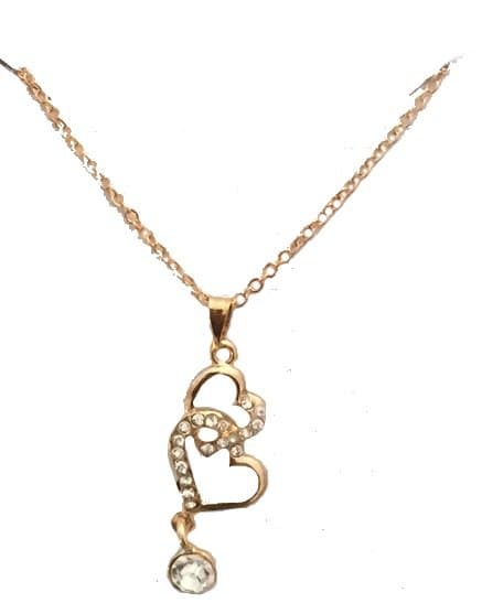 söt dubble hjärta med strass och halsband