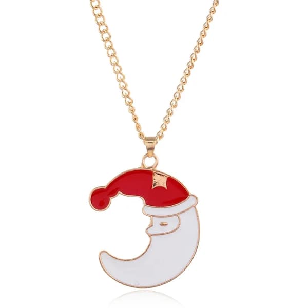 Vackert roligt halsband måne med tomteluva jul