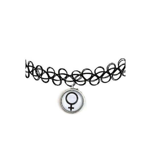 Choker - Female Symbol - White - Tattoo