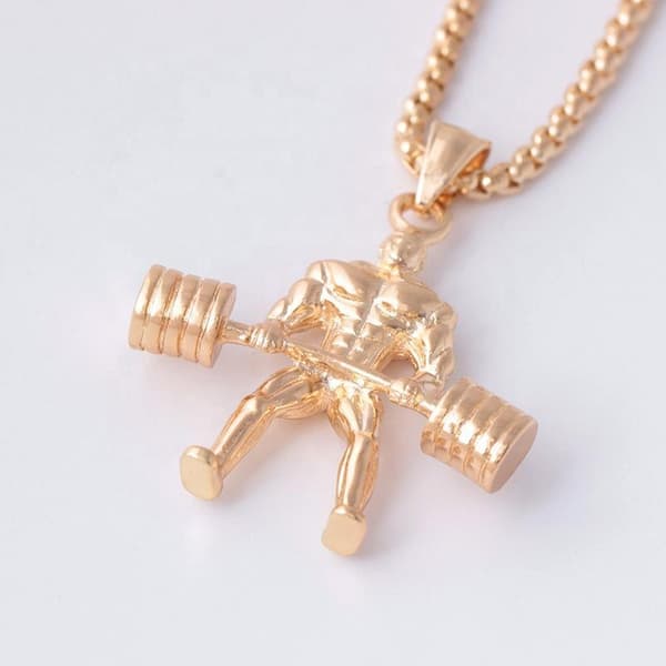 Coolt halsband guldpläterat gym tyngdlyftare kedja Guld