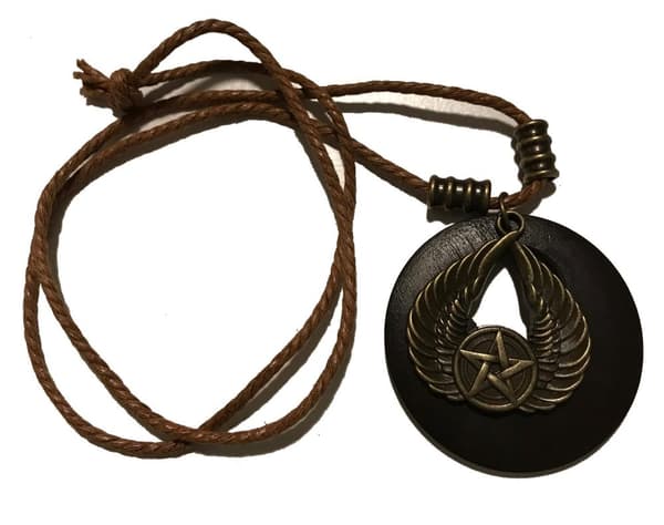 vintage vinge halsband snöre brun