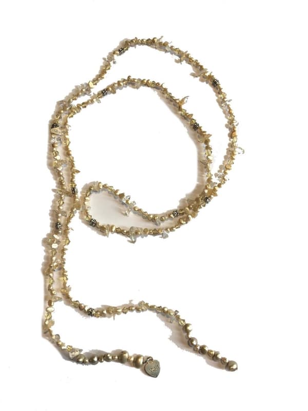 chips sötvattenspärlor guld gul halsband