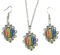 Miniatyrbillede 1 af 3: Necklace/Earrings - Glitter - Druzy - Victorian - Green