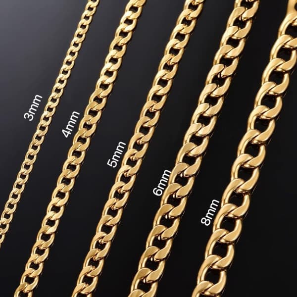 Guld Pansarlänk halsband i Rostfritt stål med 18k guldplätering 5mm tjock, 45cm lång