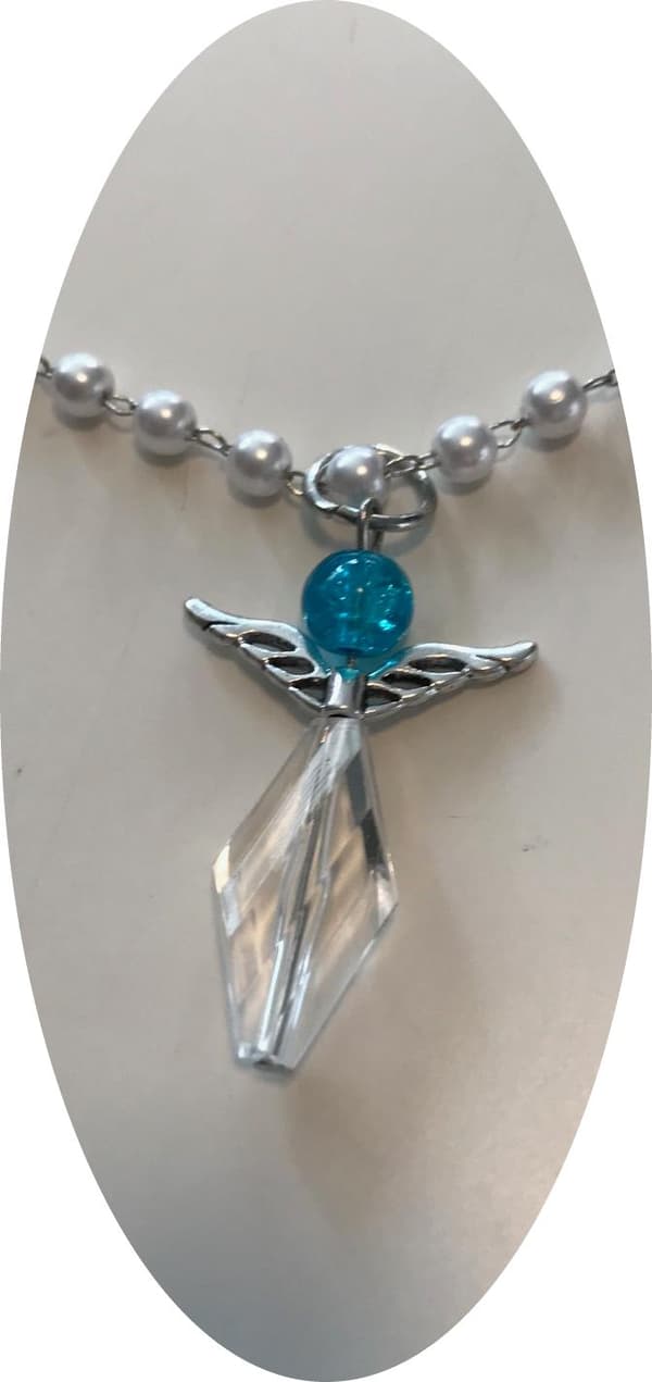 3 rader pärl halsband kedja med ängel i mitten