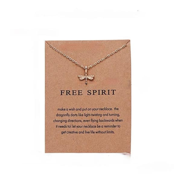 Free spirit - halskjede 18K gullbelagt gave dragonfly julegave