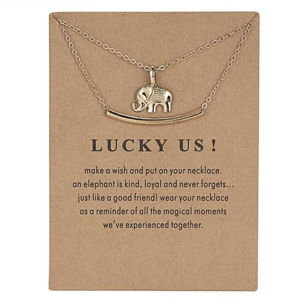 Lucky us - luck elefant halskjede med 18K gullbelagt gave julegave