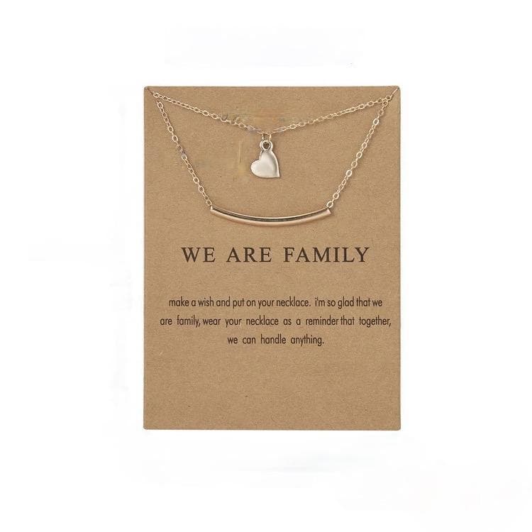 We are family - familj hjärta halsband med 18K guldpläterad gåva julklapp