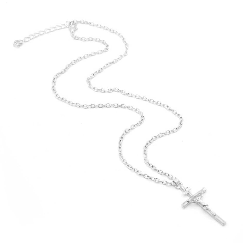 Jesus på Kors Halsband Kedja Silver