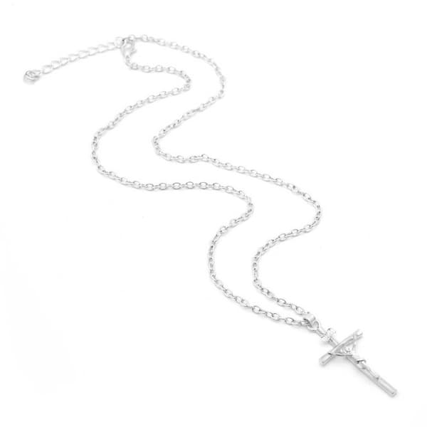 Jesus på Kors Halsband Kedja Silver