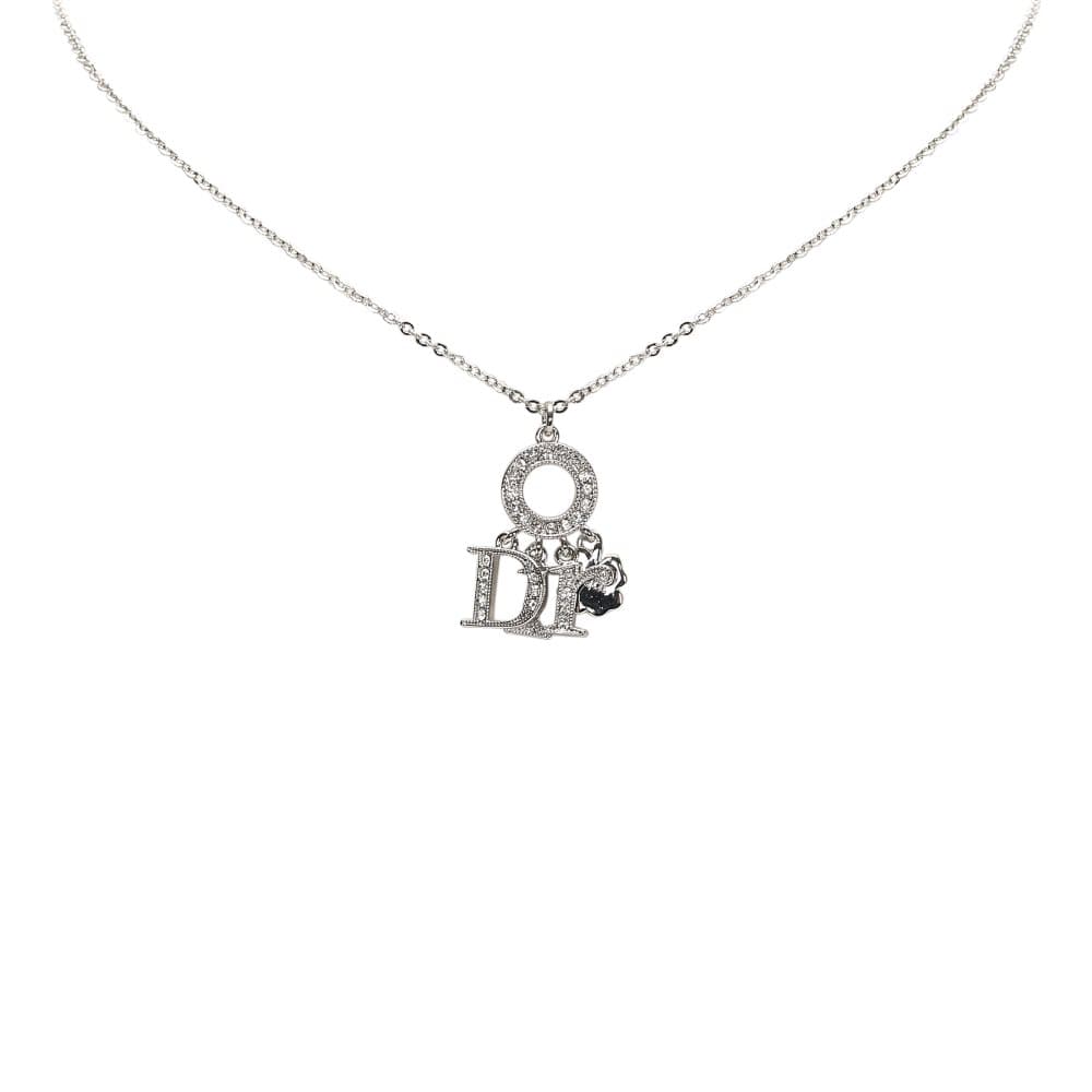 Dior Logo Pendant Necklace Silver
