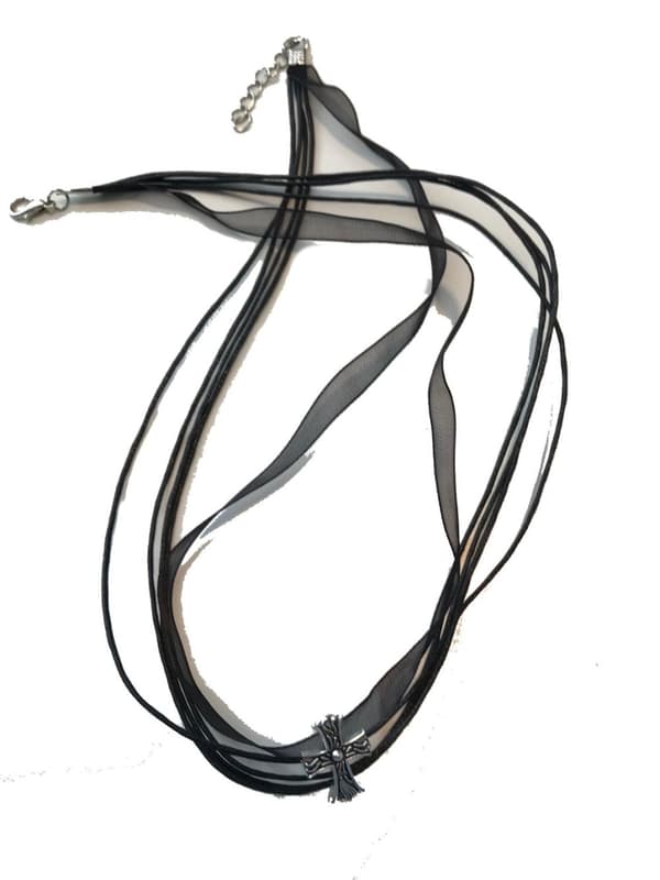 kors Halsband svart organza och tråd