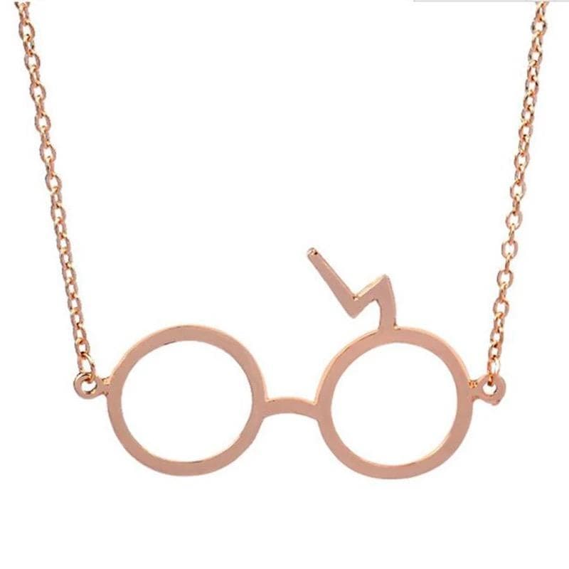 Harry Potter Halsband - Glasögon med Blixt - Guld