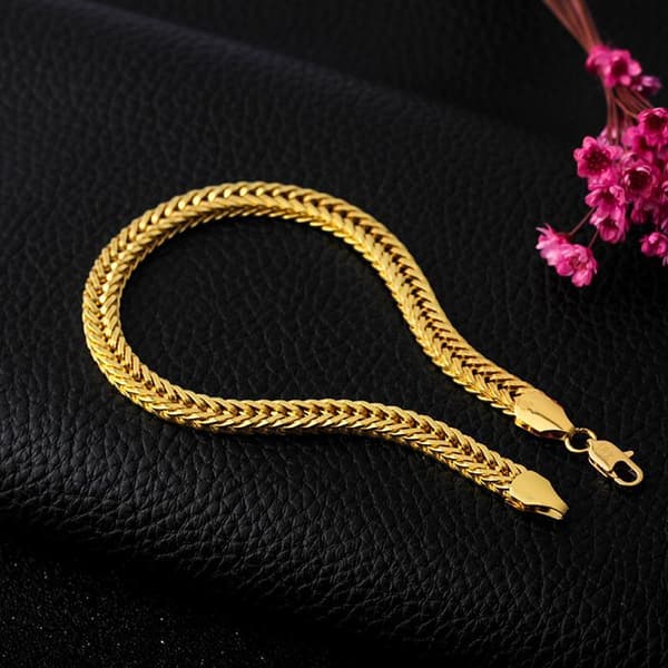18K guldpläterad bred kedja perfekt gåva valentines present