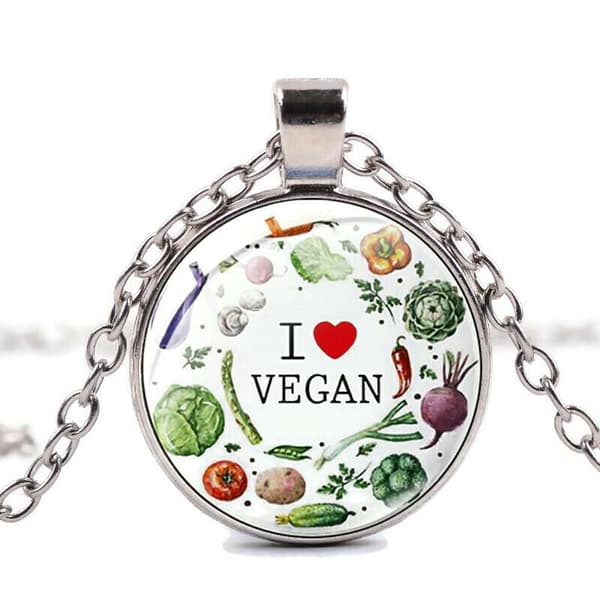 Halsband Vegan Statement I <3 Vegan Symbol